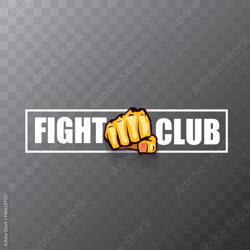 fight club vector logo with orange man fist isolated on transparent background. MMA Mixed martial arts concept design template