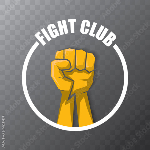 fight club vector logo with orange man fist isolated on transparent background. MMA Mixed martial arts concept design template