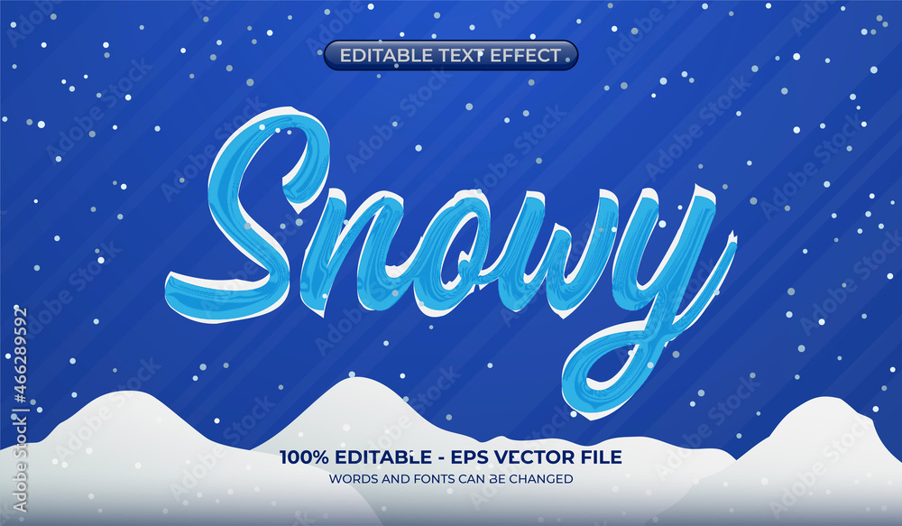 Snowy text effect with snowflakes stuck to letters. Editable text for the winter sale Snowy text effect with snowflakes stuck to letters. Editable text for the winter sale