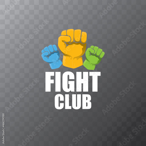 fight club vector logo with orange man fist isolated on transparent background. MMA Mixed martial arts concept design template