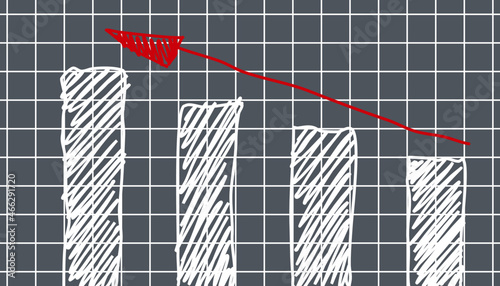 Hand drawn marketing graph. Stock market investment trading graph in graphic concept suitable for financial investment or Economic trends business idea. Vector illustration design.