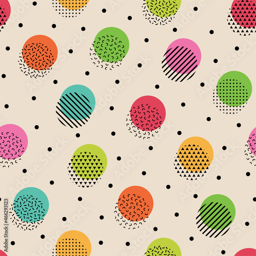 Murais de parede Colorful dot pattern with geometric elements seamless vector