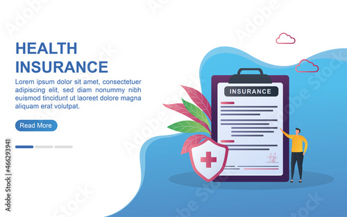 health insurance concept with declaration form and health shield.