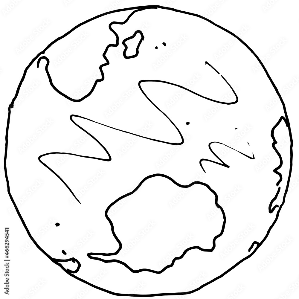 Drawing of the planet earth. Hand-drawn on a white background. Drawing of the planet earth. Hand-drawn on a white background.