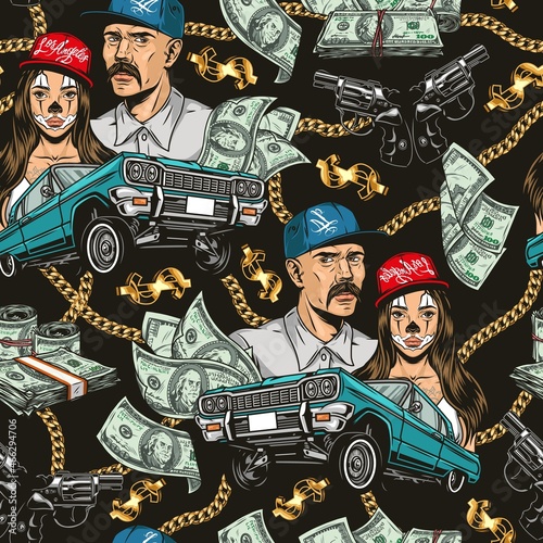 Money and wealth vintage seamless pattern