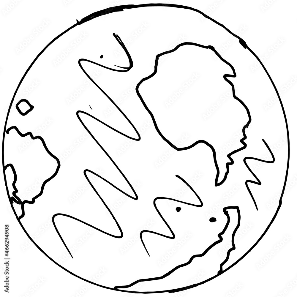 Drawing of the planet earth. Hand-drawn on a white background. Drawing of the planet earth. Hand-drawn on a white background.