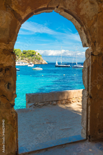 Sea view through an old archway of a ruin - Mallorca - 0025