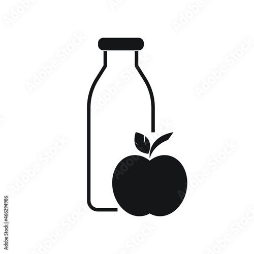 Bottle with apple. Dietology sign