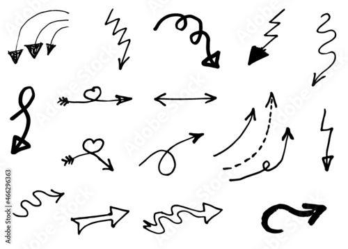 Doodle vector arrows. Isolated. Hand drawn set