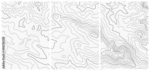 topographic map  contour background set. line maps on white background. cartography patterns