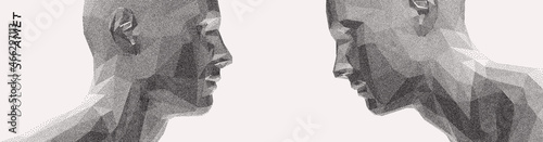 Two opponents facing each other. Conflict. People talk face to face. The concept of rivalry. Vector Illustration for advertising, marketing or presentation.