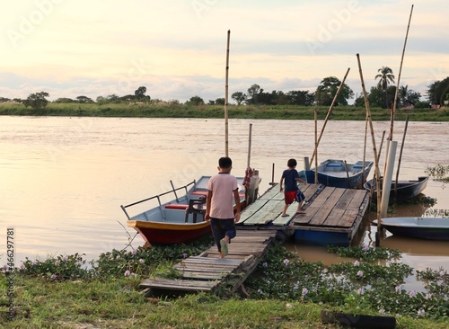 fishing boats on the river