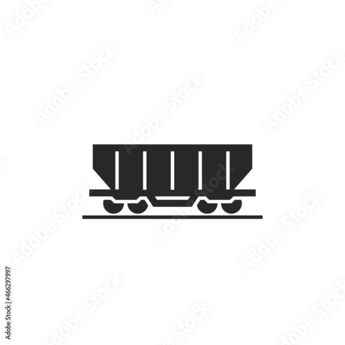 hopper car icon. railway cargo wagon and freight transportation symbo