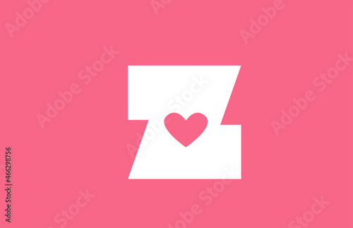 Z pink love heart alphabet letter logo icon. Creative design for a dating site company or business