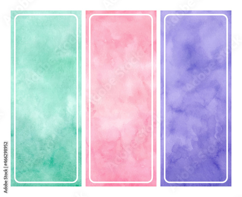 Set colorful abstract frame background with watercolor