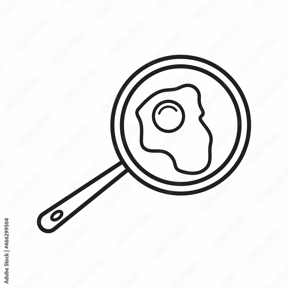Line icon- fried egg in a frying pan Line icon- fried egg in a frying pan