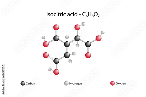 Molecular formula of isocitric acid. Isocitric acid is a structural isomer of citric acid.