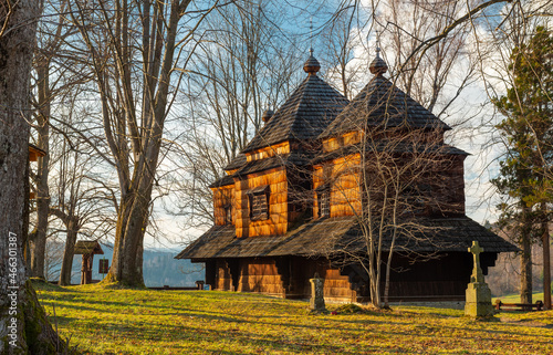 Fototapeta Naklejka Na Ścianę i Meble -  Orthodox church of Saint Michael the Archangel in Smolnik near San , it is one of the oldest and most beautiful church architecture in Bieszczady Poland.