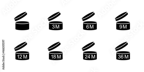 Set of glyph symbols Period after opening PAO. Vector