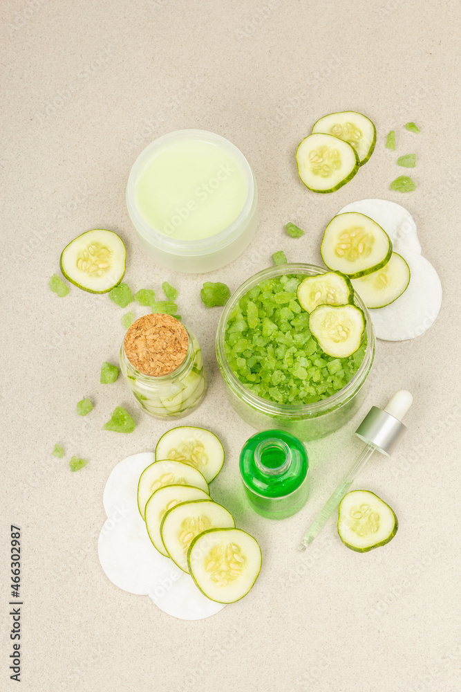 Homemade cosmetics with cucumber. Detoxification skin vegetable masks