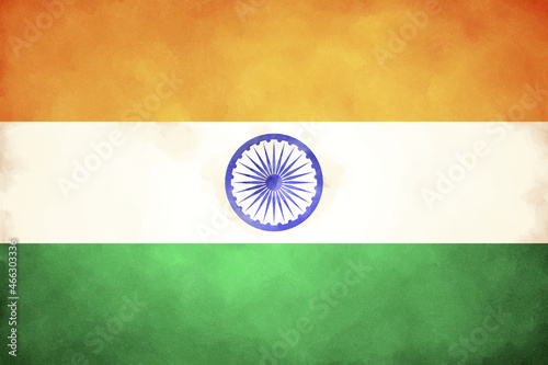 インドの国旗の手描きビンテージ風イラスト