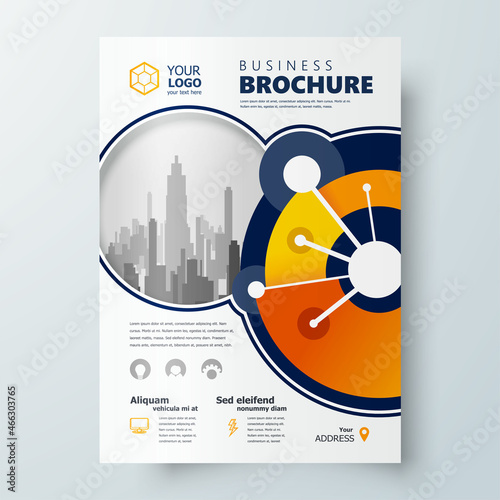 Circles theme orange color Flyer brochure design template size A4