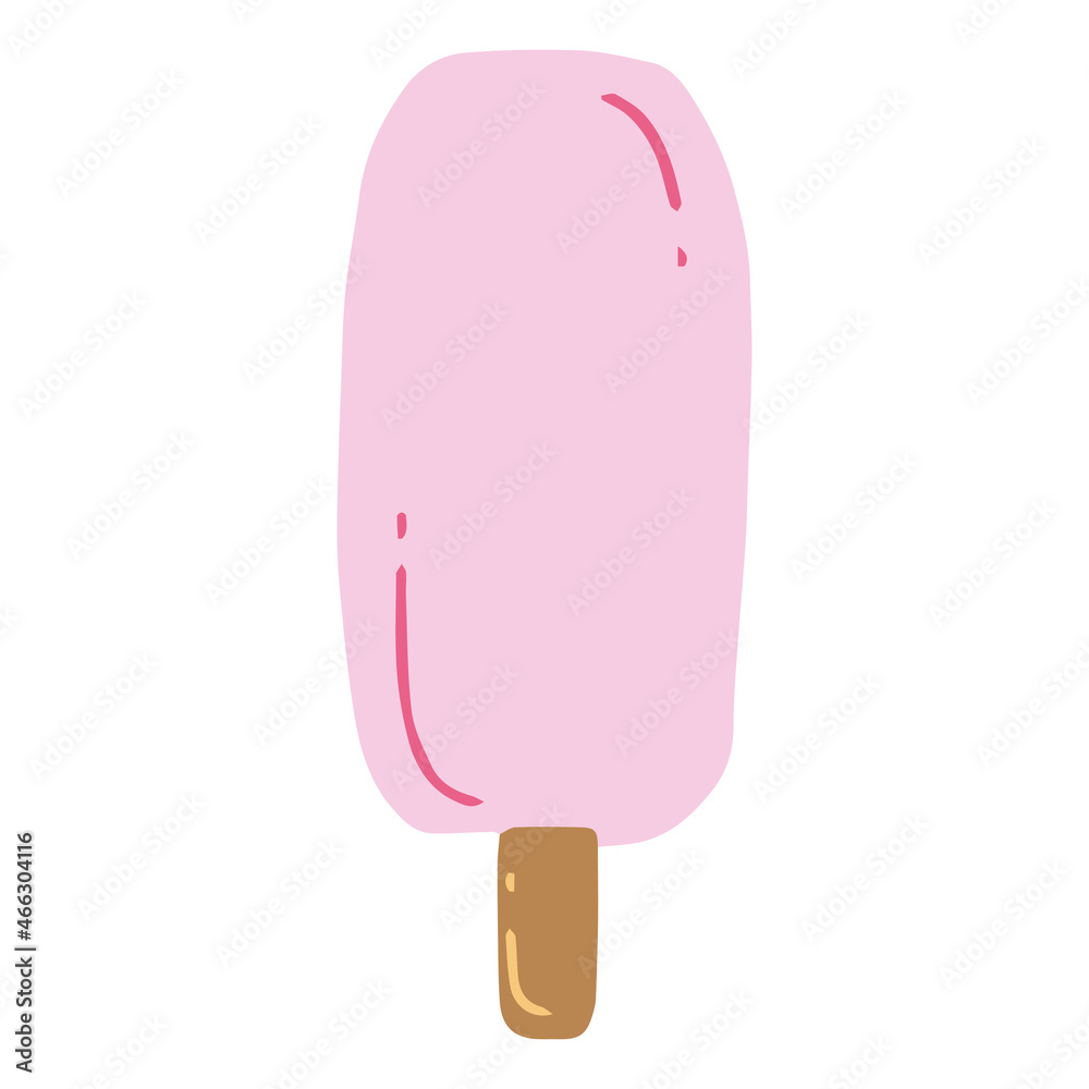 Ice cream with a wooden stick. Vector illustration. Ice cream with a wooden stick. Vector illustration.