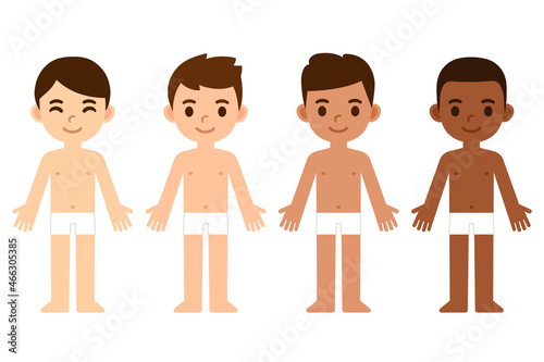 Cartoon boys diverse skin tones