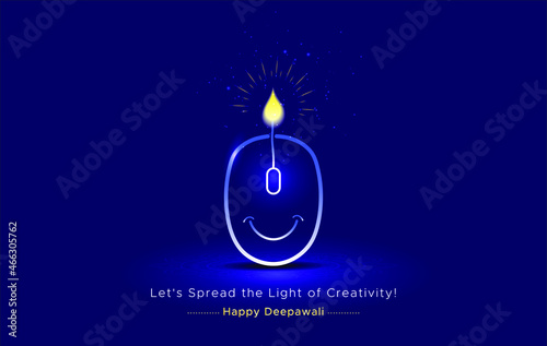 Modern creative design for Diwali festival celebration. Smiling Eco friendly green technology with computer mouse illustration