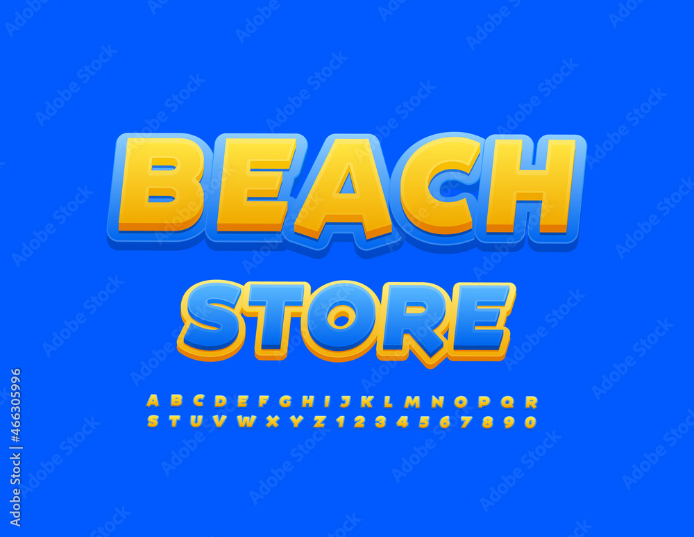 Vector business Logo Beach Store. Modern Bright Font. Creative Alphabet Letters and Numbers set. Vector business Logo Beach Store. Modern Bright Font. Creative Alphabet Letters and Numbers set.