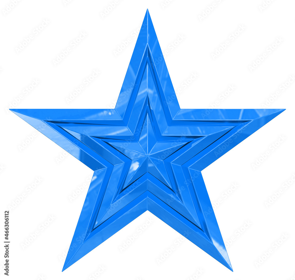 5 point star - Christmas Star - blue single isolated on white - 3d rendering 5 point star - Christmas Star - blue single isolated on white - 3d rendering