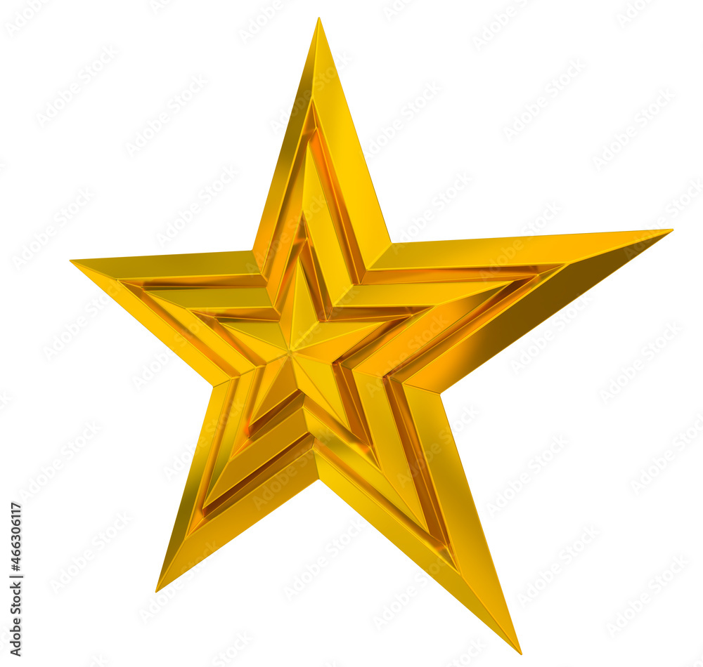 Obraz premium 5 point star - Christmas Star - golden single isolated on white - 3d rendering