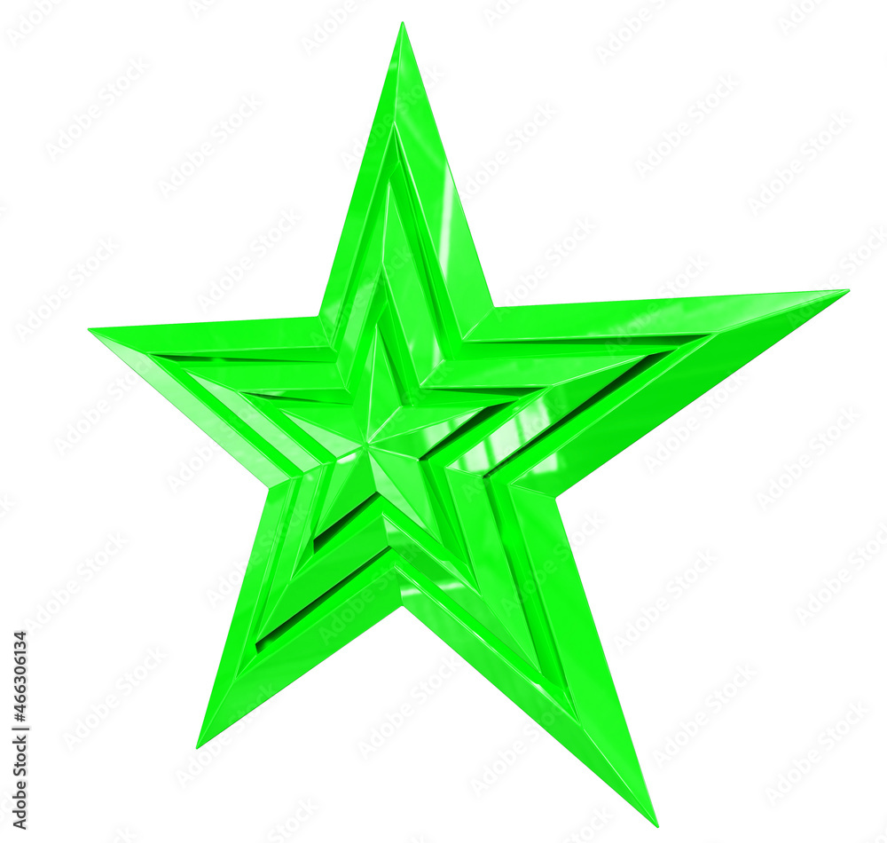 5 point star - Christmas Star - green single isolated on white - 3d rendering 5 point star - Christmas Star - green single isolated on white - 3d rendering