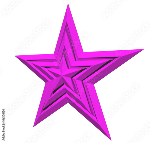 5 point star - Christmas Star - purple pink single isolated on white - 3d rendering