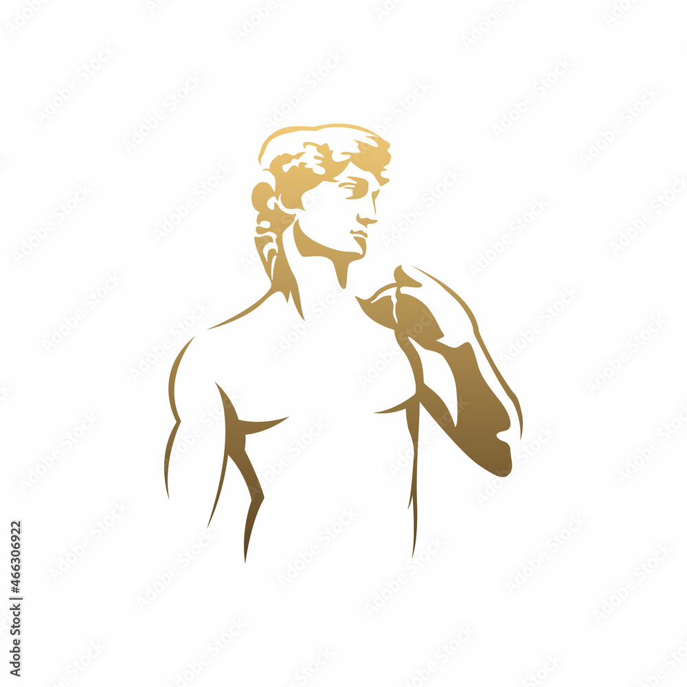 Ancient Greek Figure Statue Sculpture Logo Design Vector