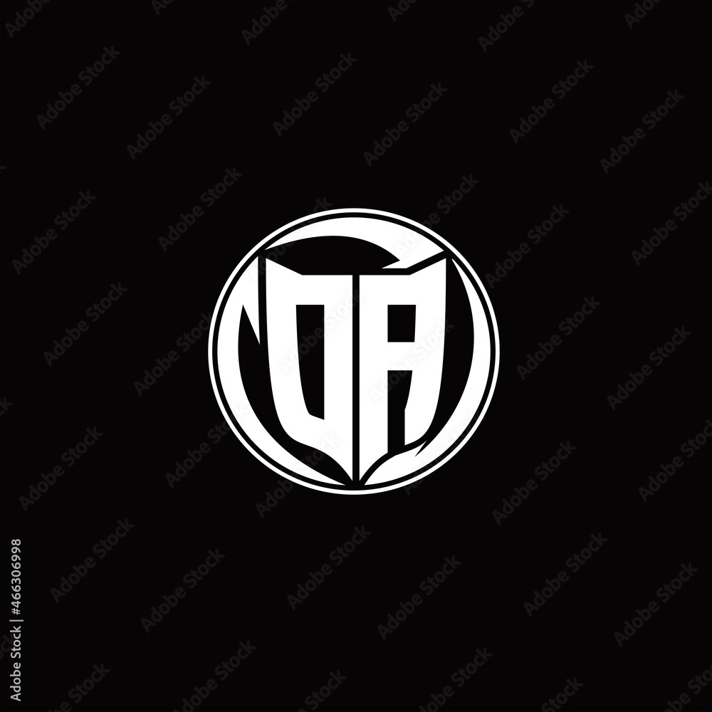 DA Logo monogram shield shape with three point sharp rounded design template DA Logo monogram shield shape with three point sharp rounded design template