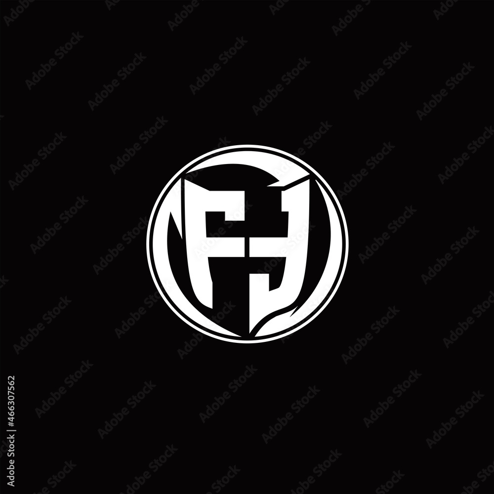 FT Logo monogram shield shape with three point sharp rounded design template