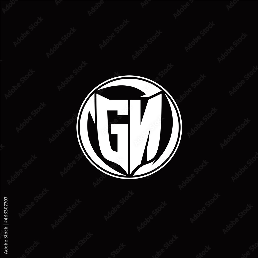 GN Logo monogram shield shape with three point sharp rounded design template GN Logo monogram shield shape with three point sharp rounded design template