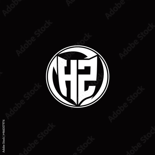 Free Download HZ Logo monogram shield shape with three point sharp rounded design template - GFXLoad