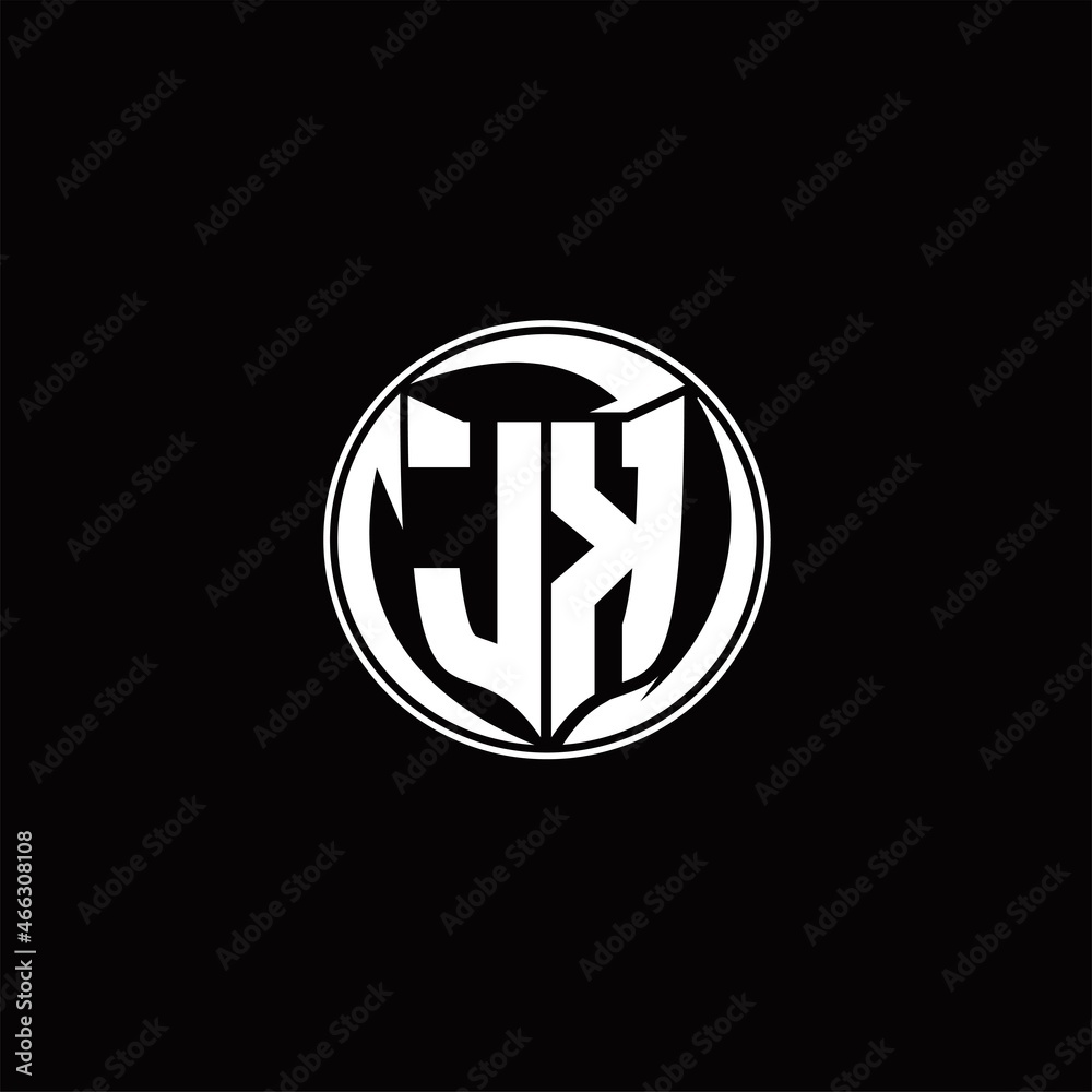 JK Logo monogram shield shape with three point sharp rounded design template JK Logo monogram shield shape with three point sharp rounded design template