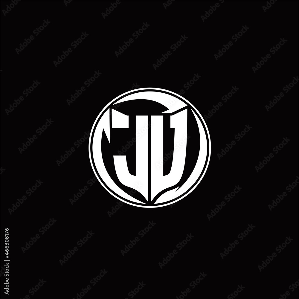 JU Logo monogram shield shape with three point sharp rounded design template JU Logo monogram shield shape with three point sharp rounded design template