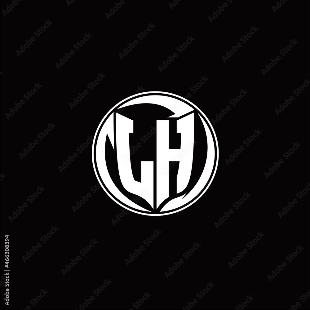 LH Logo monogram shield shape with three point sharp rounded design template LH Logo monogram shield shape with three point sharp rounded design template
