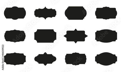 Set of Black Retro Frame. Collection of Silhouette Vintage Ornate Border. Antique Frames in Different Shape. Decorative Classic Retro Frames. Isolated Vector Illustration