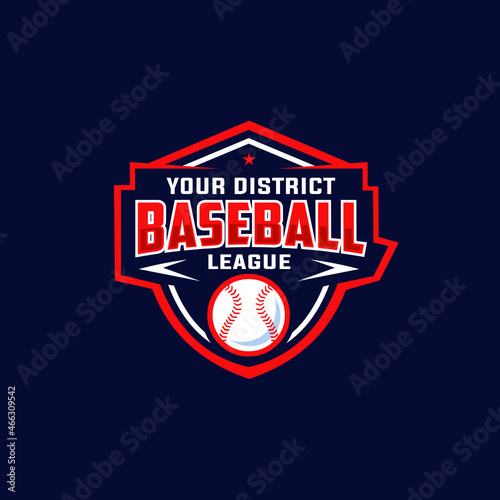 Baseball league emblem shield ready made logo template isolated