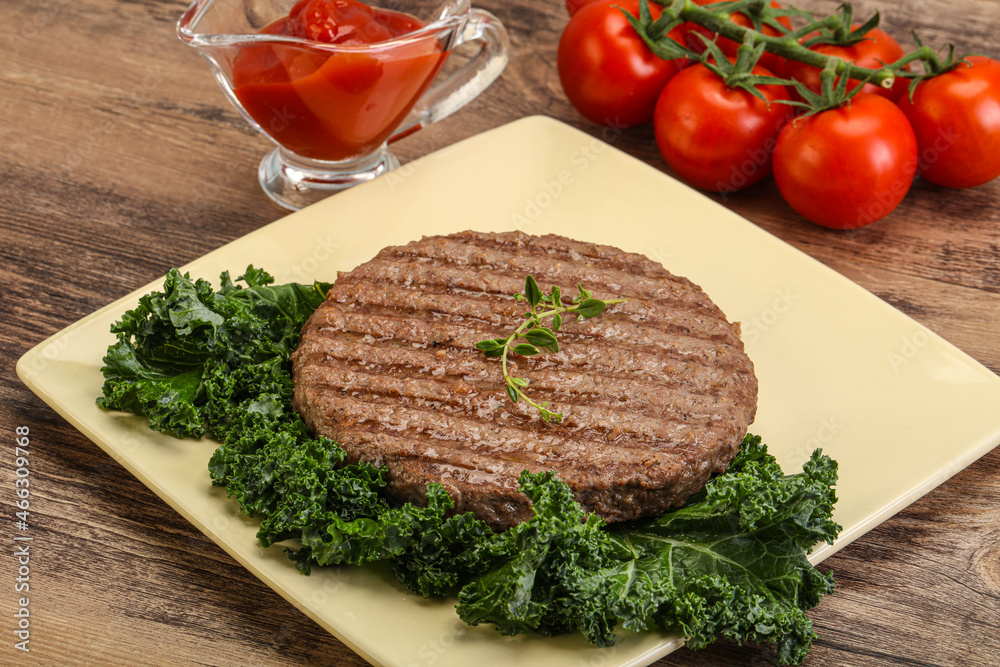 Grilled beef cutlet for burger Grilled beef cutlet for burger