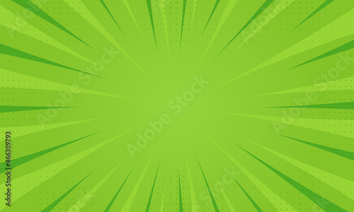 Comic Green Book Pop Art Background. Bright Green Backdrop with Halftone. Retro Comic Pop Art Background in Cartoon Style. Vector Illustration