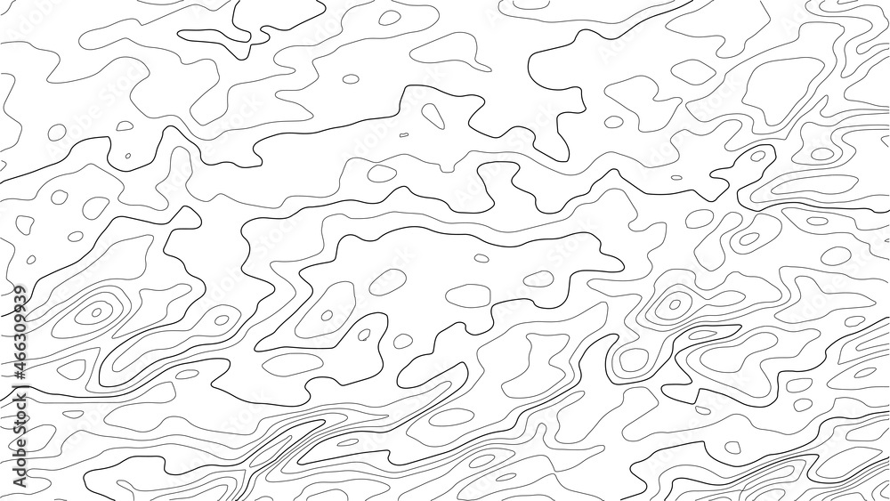 Topographic map with lines on a white background. Geographic map concept. Vector illustration
