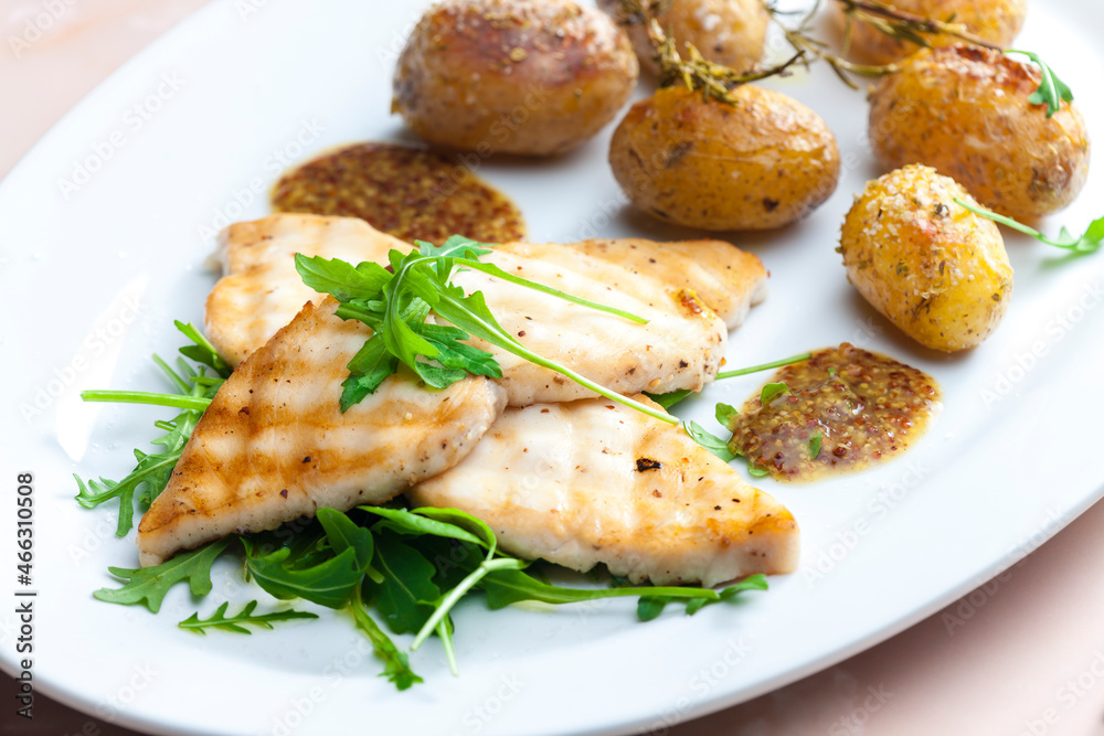 grilled fish with grilled potatoes