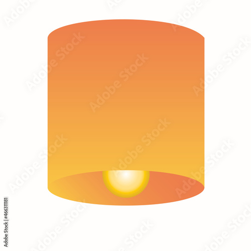A sky lantern isolated on white background.Diwali festival.Chinese New Year.Loy Krathong Day.Paper flying glow light.Floating lamps at night sky.Vector illustration..Sign, symbol, icon or logo.