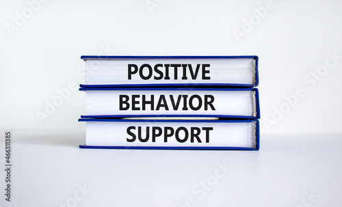 Positive behavior support symbol. Concept words Positive behavior support on wooden books on a beautiful white background. Business, psychological and Positive behavior support concept. Copy space. photo